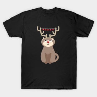 Antler Cat with Shiny Christmas Balls T-Shirt